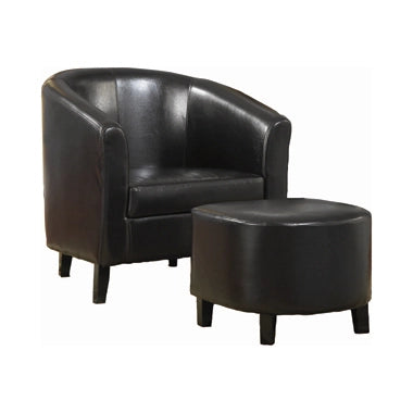 Ansel Upholstered Black Accent Chair & Ottoman