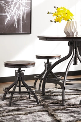 Odium Round Planked Top Counter Height Dining Table and Backless Bar Stool Set