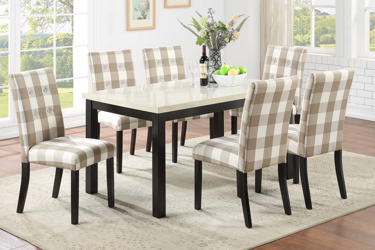 White & Brown Checkered Table