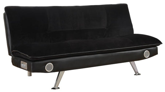 Black Odel Upholstered Sofa Bed with Bluetooth Speakers