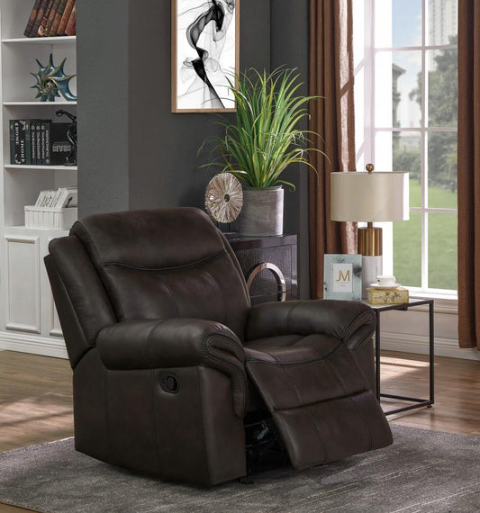 Sawyer Cocoa Brown Upholstered Glider Recliner