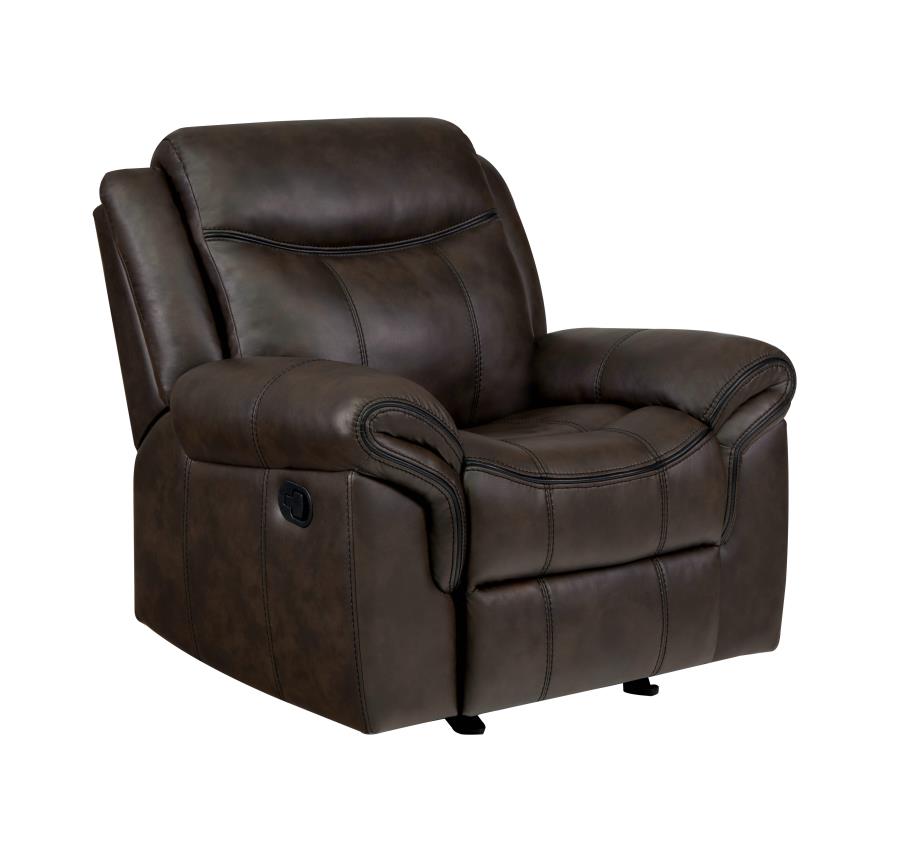 Sawyer Cocoa Brown Upholstered Glider Recliner