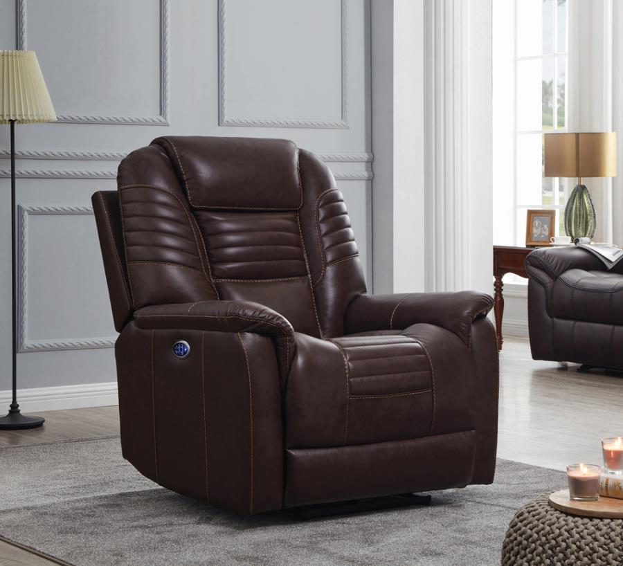 Genuine Leather Brown Electric Recliner