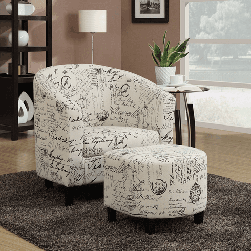 Alina Upholstered accent chair and ottoman off white