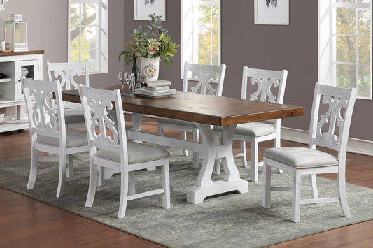 Detailed White & Brown Dining Table