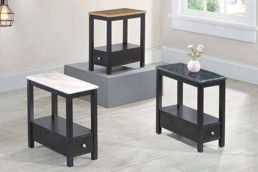 Marble Appearance Side Tables with Storage